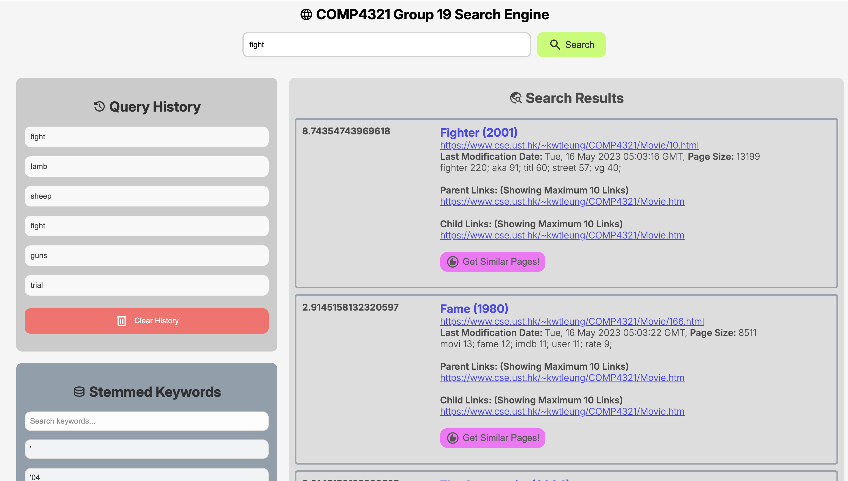 Search engine thumbnail